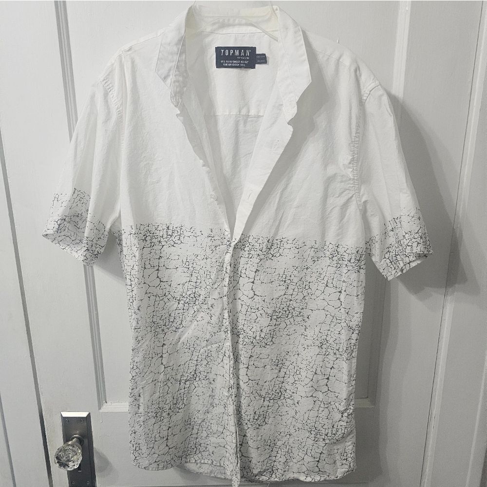 Topman Button Down Shirt,  Black And White Sz Large
